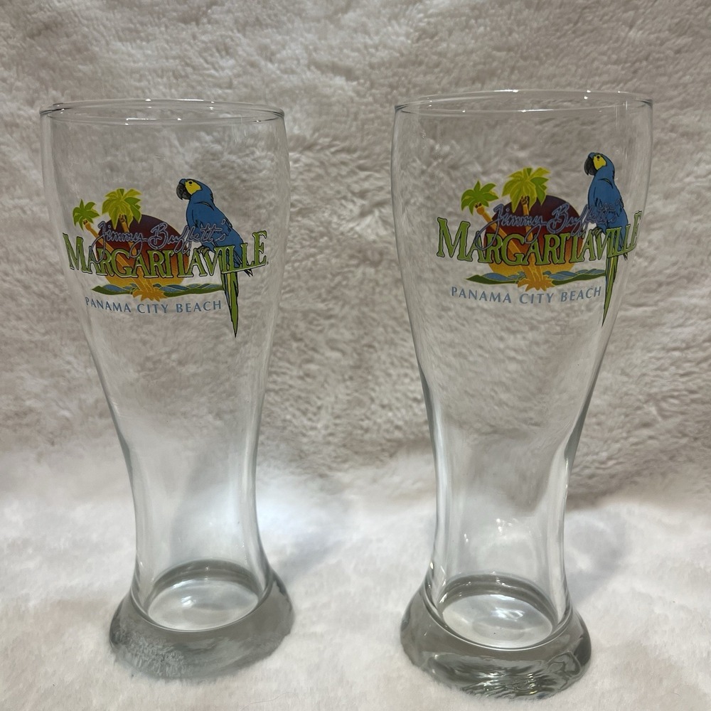 Jimmy Buffett's Margaritaville Panama City Beer Pint Pilsner Glass 20oz SET OF 2